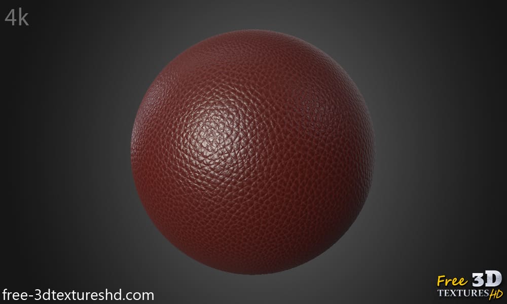 texture HD 4K de cuir synthétique marron-rouge - Matériau PBR sans couture gratuit pour la conception 3D