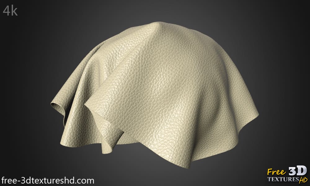 Fond d'écran HD 4K en cuir synthétique beige crème - Matériau PBR sans couture gratuit pour la conception 3D