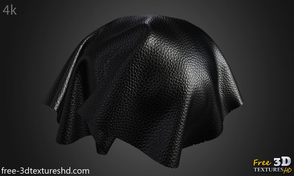 texture HD 4K de cuir synthétique noir - Matériau PBR sans couture gratuit pour la conception 3D