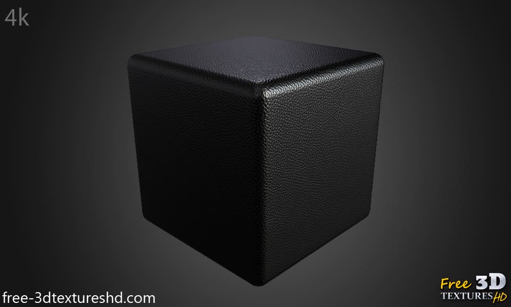texture HD 4K de cuir synthétique noir - Matériau PBR sans couture gratuit pour la conception 3D