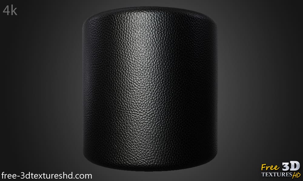 texture HD 4K de cuir synthétique noir - Matériau PBR sans couture gratuit pour la conception 3D