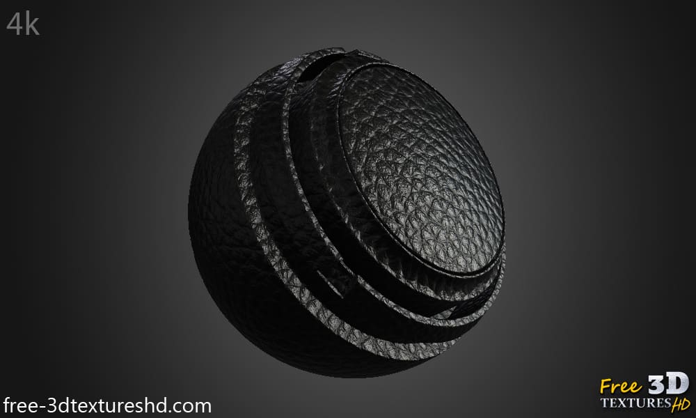 texture HD 4K de cuir synthétique noir - Matériau PBR sans couture gratuit pour la conception 3D