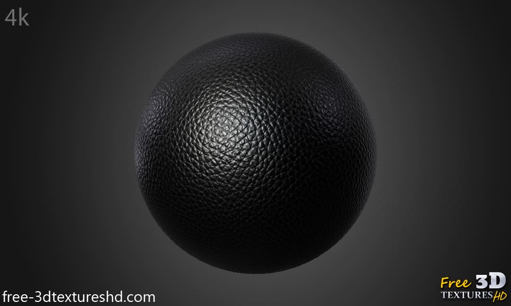 texture HD 4K de cuir synthétique noir - Matériau PBR sans couture gratuit pour la conception 3D