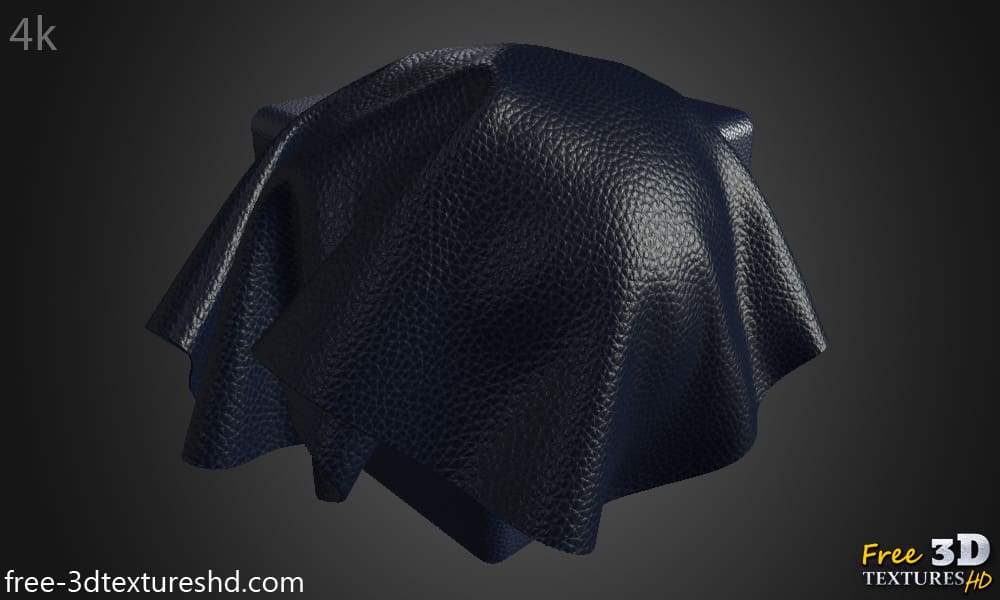 Texture HD 4K de cuir synthétique bleu foncé - Matériau PBR sans couture gratuit pour la conception 3D