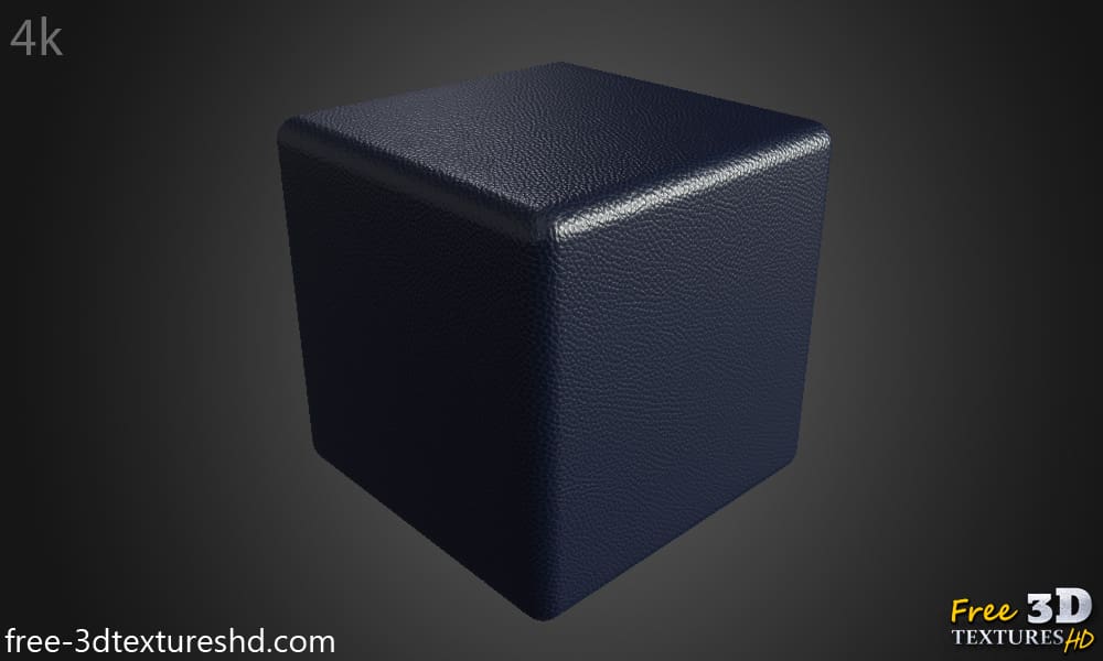 Texture HD 4K de cuir synthétique bleu foncé - Matériau PBR sans couture gratuit pour la conception 3D