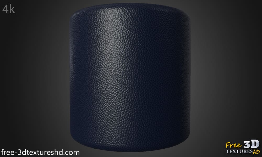 Texture HD 4K de cuir synthétique bleu foncé - Matériau PBR sans couture gratuit pour la conception 3D