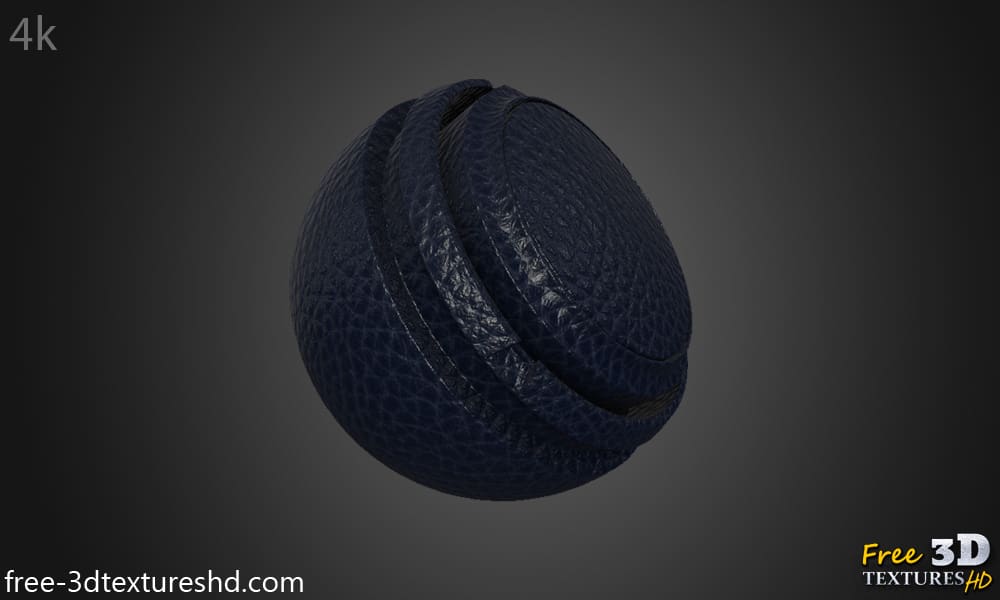 Texture HD 4K de cuir synthétique bleu foncé - Matériau PBR sans couture gratuit pour la conception 3D