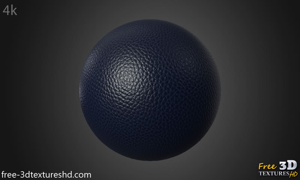 Texture HD 4K de cuir synthétique bleu foncé - Matériau PBR sans couture gratuit pour la conception 3D