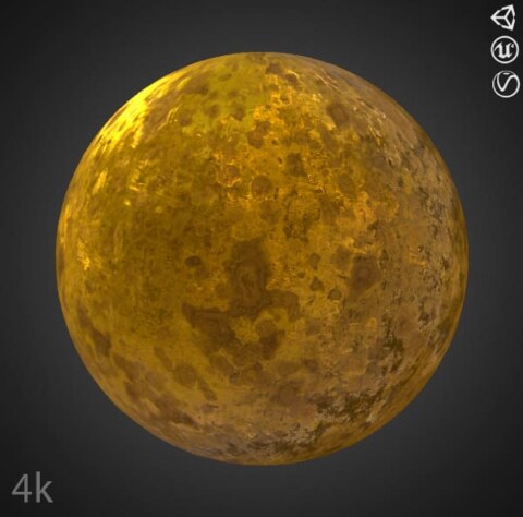 Textures 3D or ancien Matériau PBR Haute Résolution Téléchargement Gratuit 4K pour Unity Unreal et Vray