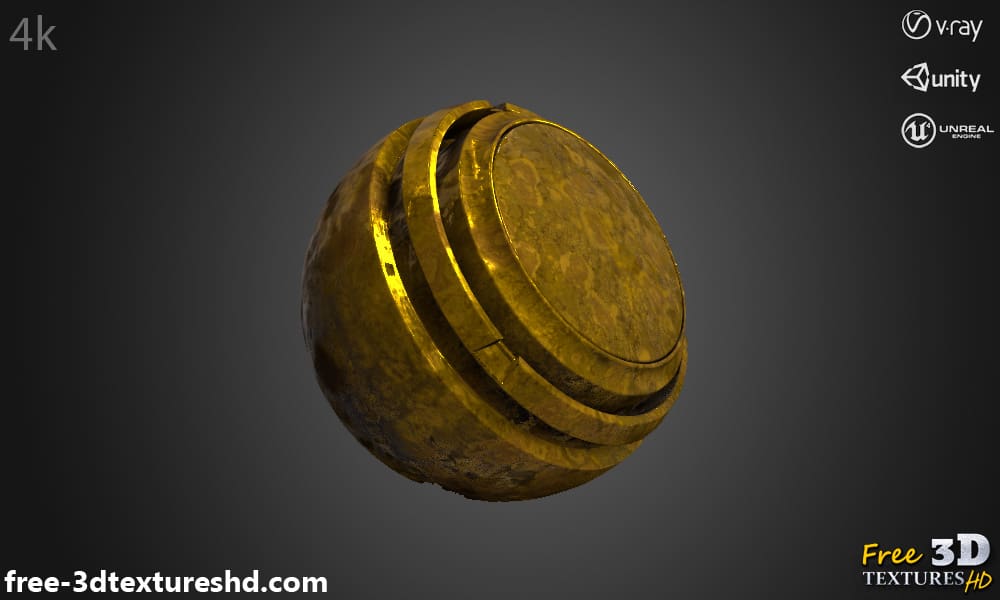 Textures 3D or ancien Matériau PBR Haute Résolution Téléchargement Gratuit 4K pour Unity Unreal et Vray