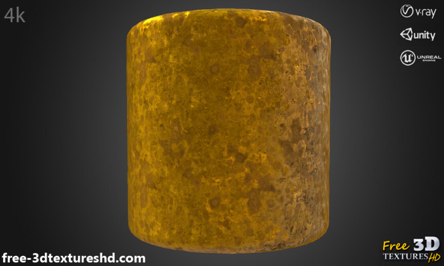 Gold-damaged-3d-texture-PBR-material-background-free-download-HD-4K-Unity-Unreal-Vray-render-cylindre