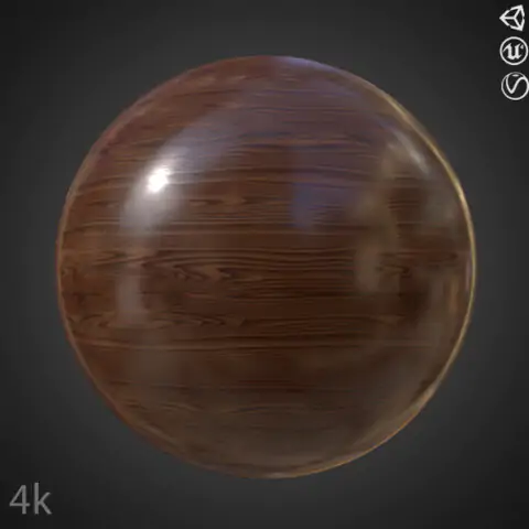Texture PBR 3D brillante de bois de chêne, HD 4K, téléchargement gratuit pour Unity, Unreal et V-Ray