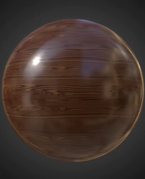 Oak wood shiny 3D texture PBR material, HD 4K, free download for Unity, Unreal, and V-Ray