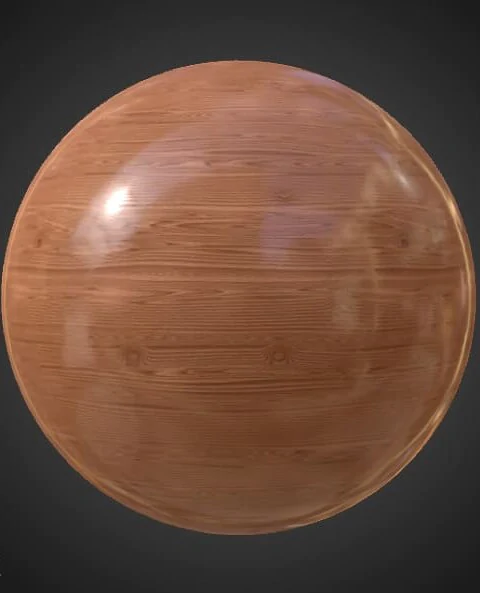 Oak wood shiny 3D texture PBR material, HD 4K, free download for Unity, Unreal, and V-Ray