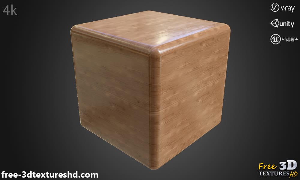 Texture PBR 3D brillante de bois de chêne, HD 4K, téléchargement gratuit pour Unity, Unreal et V-Ray