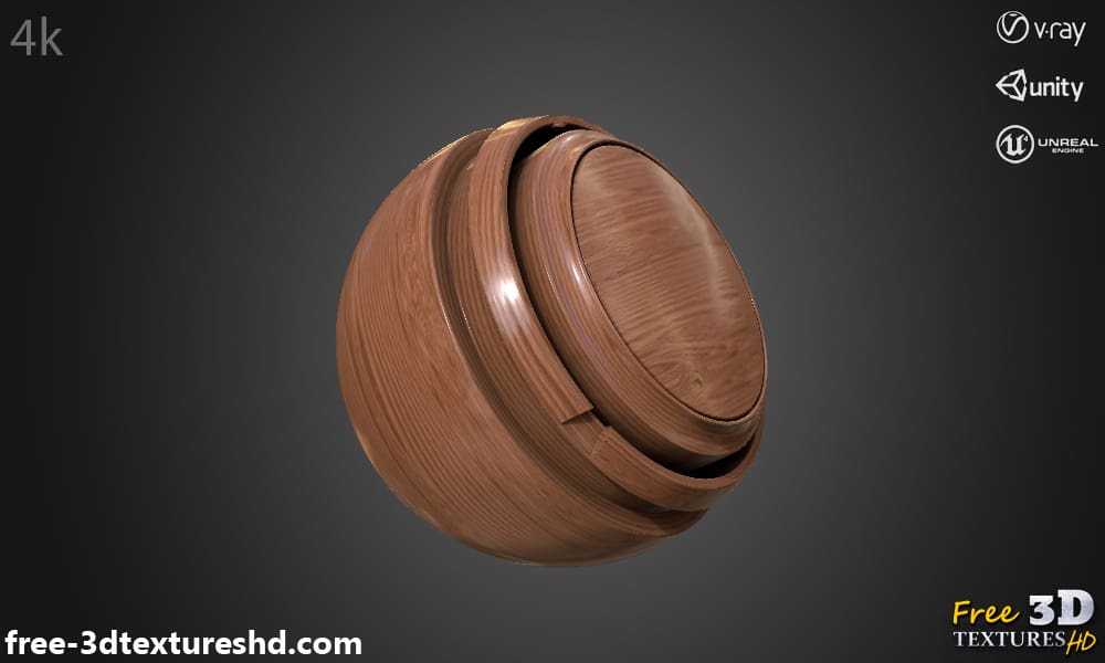 Texture PBR 3D brillante de bois de chêne, HD 4K, téléchargement gratuit pour Unity, Unreal et V-Ray