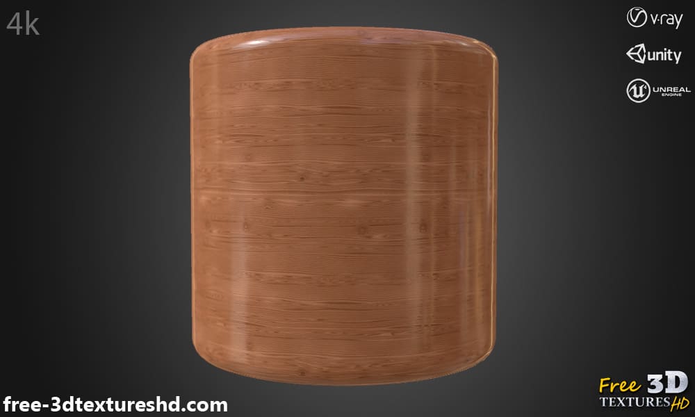 Texture PBR 3D brillante de bois de chêne, HD 4K, téléchargement gratuit pour Unity, Unreal et V-Ray
