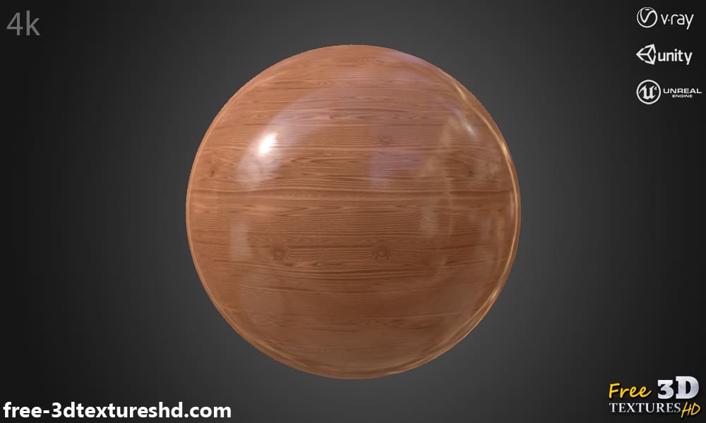 Texture PBR 3D brillante de bois de chêne, HD 4K, téléchargement gratuit pour Unity, Unreal et V-Ray