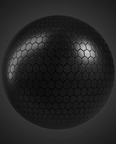 Texture Fibre de Carbone Hexagonale Noire - Fond d'écran HD 4K - Matériau PBR pour design 3D. Téléchargement gratuit.