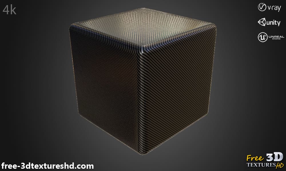 Texture 3D fibre de carbone matériau PBR, HD 4K, téléchargement gratuit pour Unity, Unreal, et V-Ray