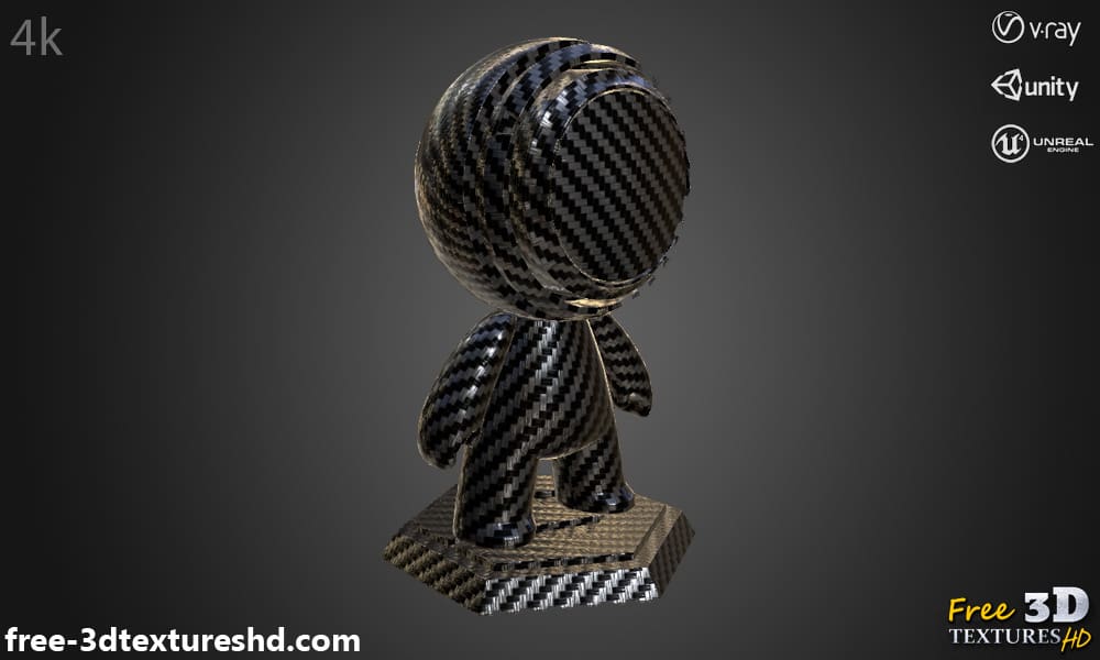 Texture 3D fibre de carbone matériau PBR, HD 4K, téléchargement gratuit pour Unity, Unreal, et V-Ray