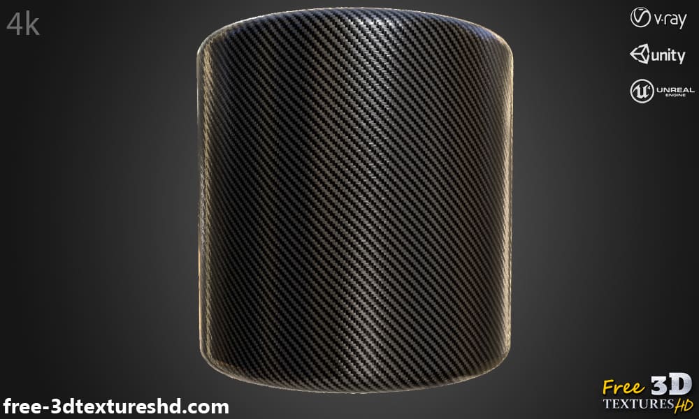 Texture 3D Fibre de Carbone Brillant Sans Couture Matériau PBR Haute Résolution Téléchargement Gratuit 4K pour Unity Unreal et Vray