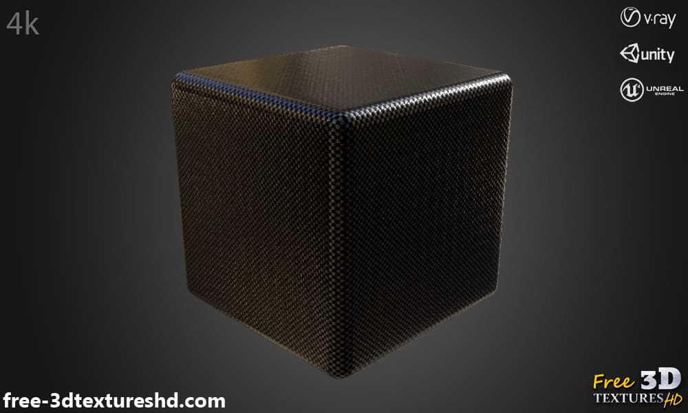 Texture 3D fibre de carbone matériau PBR, HD 4K, téléchargement gratuit pour Unity, Unreal, et V-Ray