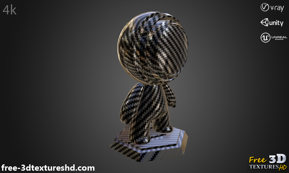 Texture 3D Fibre de Carbone Brillant Sans Couture Matériau PBR Haute Résolution Téléchargement Gratuit 4K pour Unity Unreal et Vray