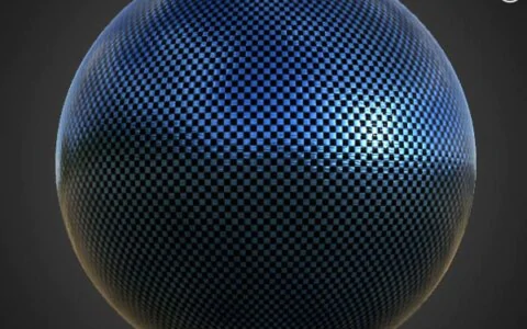 Carbon fiber blue 3D texture PBR material, HD 4K, free download for Unity, Unreal, and V-Ray