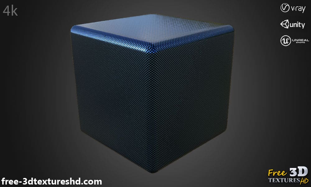 Fond d'écran HD 4K texturé en fibre de carbone bleue – Matériau PBR pour conception 3D. Téléchargement gratuit.