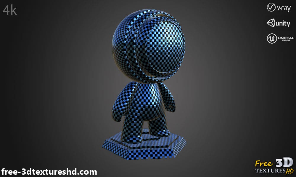 Fond d'écran HD 4K texturé en fibre de carbone bleue – Matériau PBR pour conception 3D. Téléchargement gratuit.
