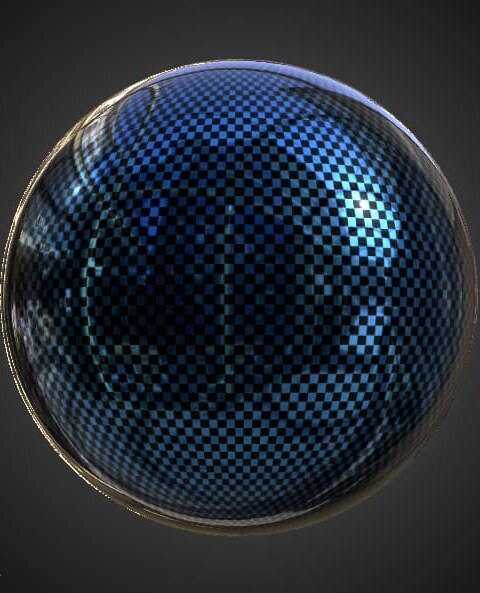 Texture 3D fibre de carbone bleue PBR, HD 4K, téléchargement gratuit pour Unity, Unreal, et V-Ray