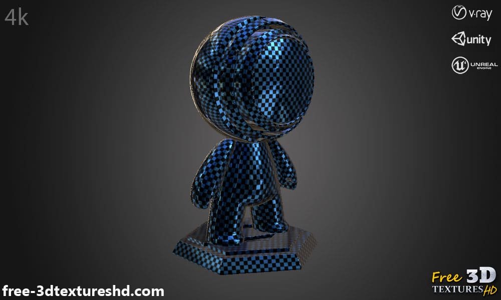 Texture fibre de carbone bleu 3D matériau PBR haute résolution téléchargement gratuit 4K pour Unreal Unity et Vray