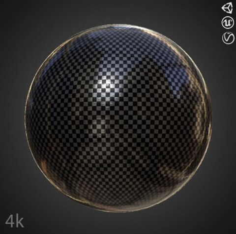 Texture 3D fibre de carbone brillante, matériau PBR, HD 4K, téléchargement gratuit pour Unity, Unreal, et V-Ray