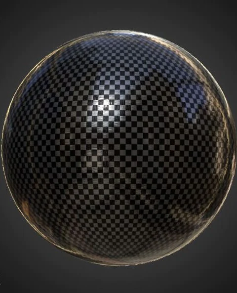 Carbon fiber glossy 3D texture PBR material, HD 4K, free download for Unity, Unreal, and V-Ray