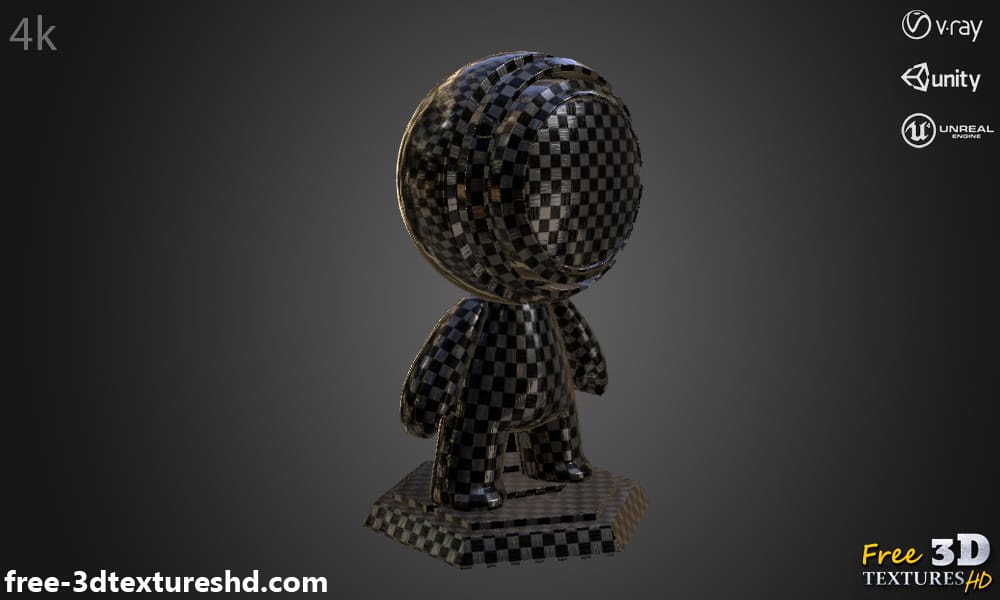 Texture 3D fibre de carbone brillante, matériau PBR, HD 4K, téléchargement gratuit pour Unity, Unreal, et V-Ray