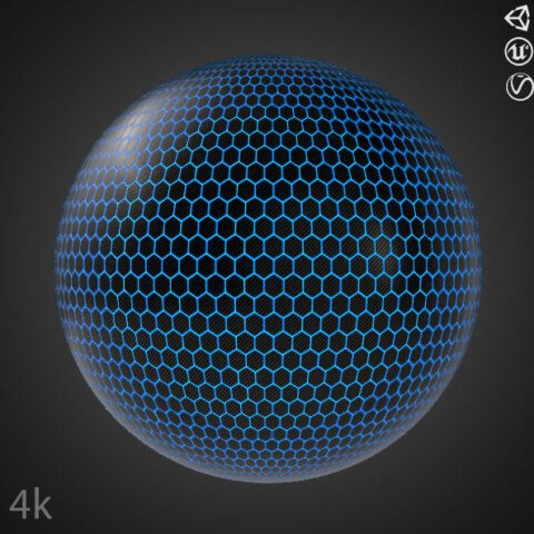 Carbon-fiber-hexagon-blue-light-3d-texture-PBR-material-background-free-download-HD-4K-Unity-Unreal-Vray