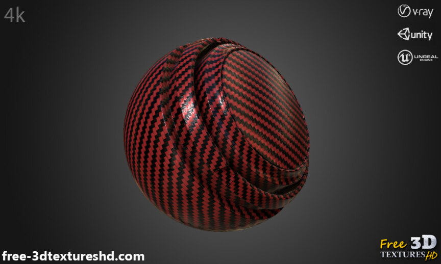 Red-carbon-fiber-3d-texture-PBR-material-background-free-download-HD-4K-Unity-Unreal-Vray-render-mat