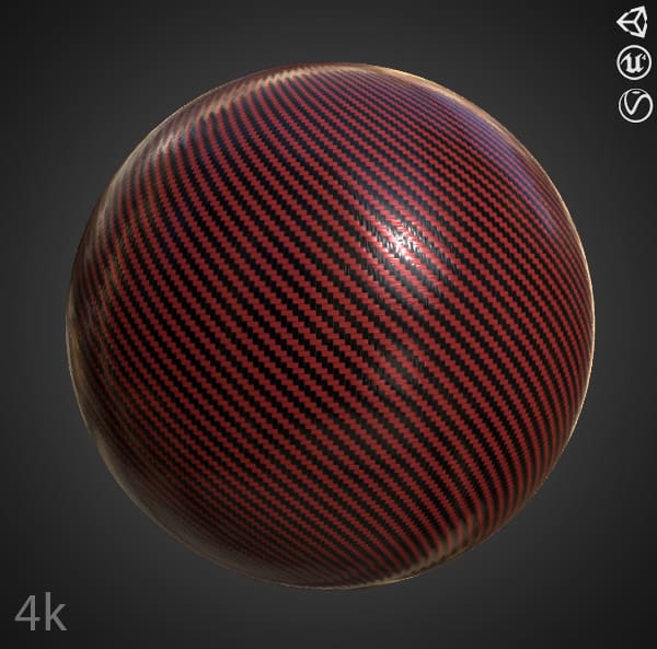Carbon Fiber Red 3d textures PBR Material High Res Free Download 4K for