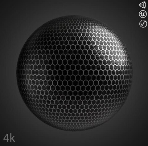 Texture de Fibre de Carbone Hexagonale Fond d'Écran HD 4K - Matériau PBR pour conception 3D. Téléchargement gratuit.