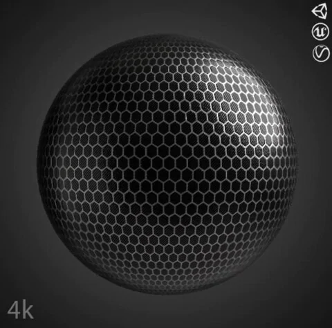 Hexagonal Carbon Fiber Texture Wallpaper HD 4K - PBR material for 3D design. Free download.