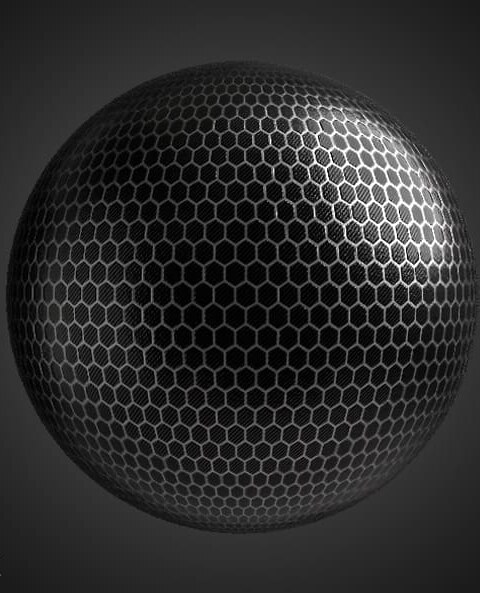 Texture de Fibre de Carbone Hexagonale Fond d'Écran HD 4K - Matériau PBR pour conception 3D. Téléchargement gratuit.