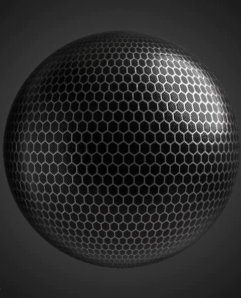 Hexagonal Carbon Fiber Texture Wallpaper HD 4K - PBR material for 3D design. Free download.