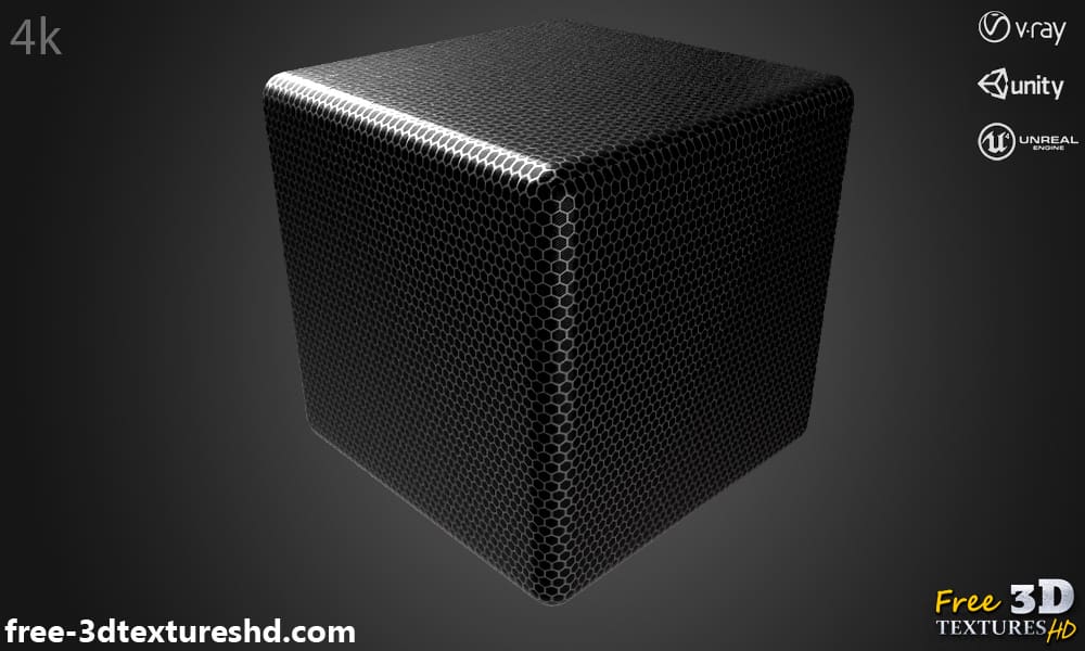 Texture de Fibre de Carbone Hexagonale Fond d'Écran HD 4K - Matériau PBR pour conception 3D. Téléchargement gratuit.