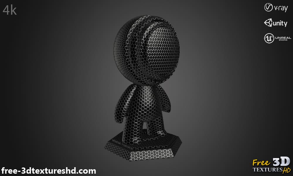 Texture de Fibre de Carbone Hexagonale Fond d'Écran HD 4K - Matériau PBR pour conception 3D. Téléchargement gratuit.