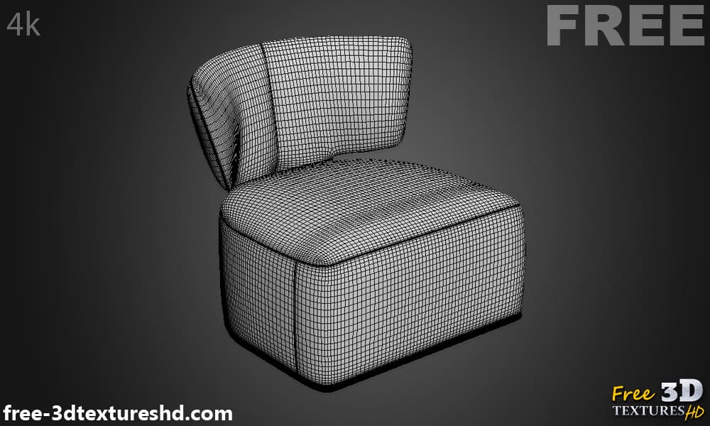 Amoenus armchair 3D model, free download, with render preview and polycount