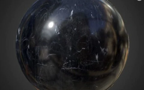 Black marble PBR texture 3D, high resolution, HD 4K free download for Unity, Unreal, and V-Ray