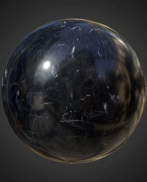 Black marble PBR texture 3D, high resolution, HD 4K free download for Unity, Unreal, and V-Ray