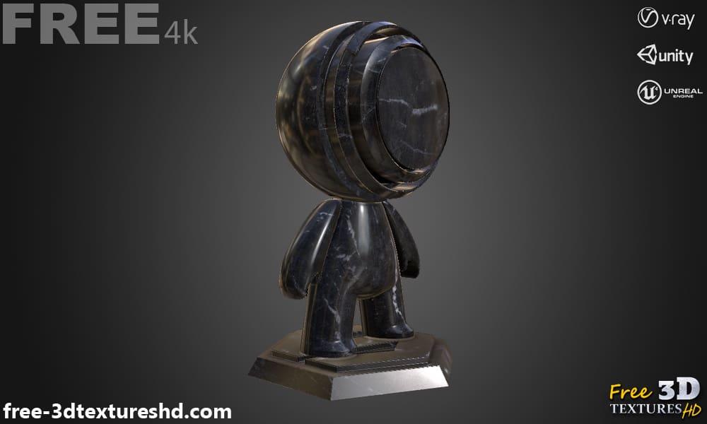 Texture PBR en marbre noir 3D, haute résolution, HD 4K téléchargement gratuit pour Unity, Unreal et V-Ray