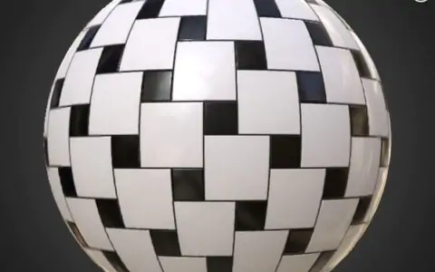 Carreaux de céramique carrés noirs et blancs, texture PBR 3D, haute résolution, HD 4K, téléchargement gratuit pour Unity, Unreal et V-Ray